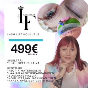 lash lift, ripsienkestotaivutus, one step lash lift, lash freak koulutus, kestotaivutus ripsille, one step menetelmä, lash lift koulutus, ripsien taivutuskoulutus, lash freak short-cut