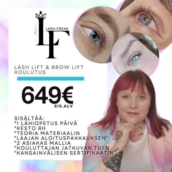 lash ja brow lift yhdistelmä koulutus